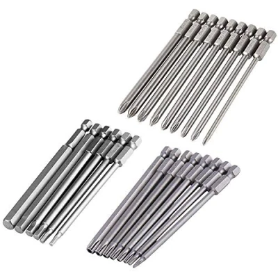 Image of Gasea 23pcs 1/4&quot; Hex Shank S2 Steel 100mm/4 Inch Long Magnetic Screwdriver Bits Set, Including 8pcs T8 T40 Security Torx Bits, 6pcs H2.5 H8 Hexagon Head 9pcs Cross Philips Screw