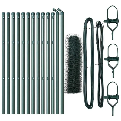 Image of vidaXL Fencing Set of 2 Forest Green Powder Coated Steel 25 x 0.5 m