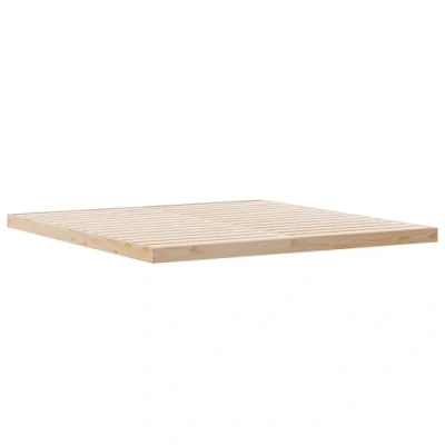 Image of vidaXL Bed Frame Solid Pine Wood Platform 200x210 cm Natural Finish Bedroom Furniture Beige Base Rectangular Double Stackable Design Minimalist Adjustable Bedstead