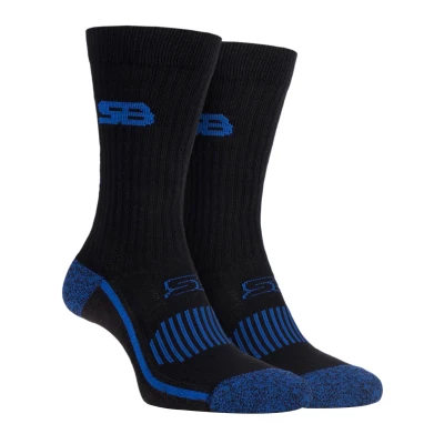 Image of Storm Bloc Mens Cotton Crew Sport Reinforced Heel &amp; Toe Terry Cushioned Socks (6 8.5, Black)