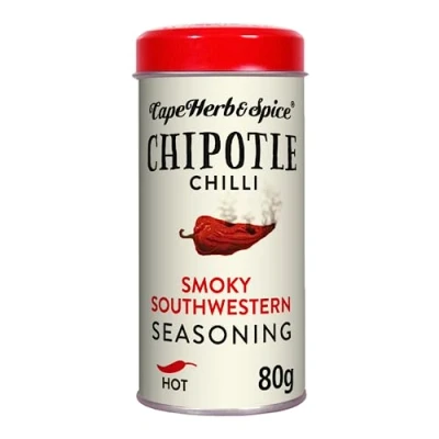Image of Cape Herb &amp; Spice Chipotle Chilli Smokey Southwestern Seasoning Condiment, Rating Hot, 80 g Tin (Pack of 1)