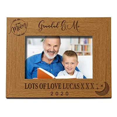 Image of ukgiftstoreonline Personalised Grandad and Me Oak Wood Finish Photo Frame Gift (4 x 6 Inch)