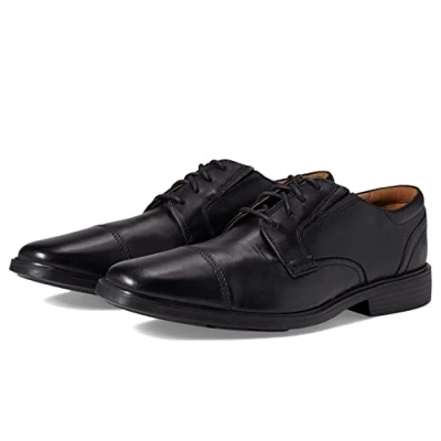 Image of Clarks Men&#039;s Clarkslite Cap Oxford, Black Leather, 9 UK