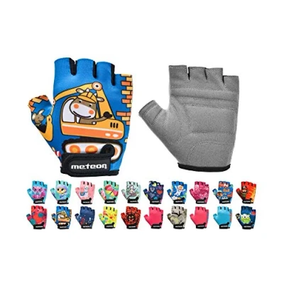Image of Kid Cycling Gloves With Short Half Fingers Fastened Children Child Bike Safety Accessories Hand Protect