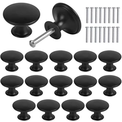Image of AvoDovA 12PCS Cabinet Knobs Round, 30mm Drawer Vintage, Cupboard Pull Handles, Door Handles Pulls Knobs, Kitchen Furniture Chest (Black)