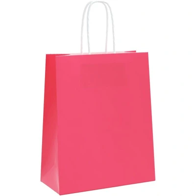 Image of vidaXL Paper Bags 250 pcs with Handles Pink 18x8x22 cm
