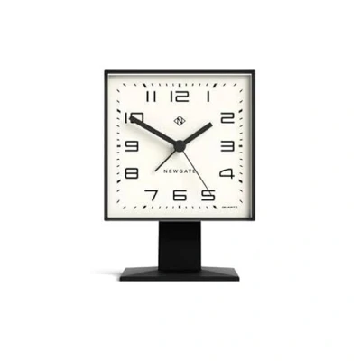 Image of NEWGATE® Victor Mid Century Alarm/Desk Clock Square Alarm Mantel Analogue No Tick Small Arabic Dial Colourful Case Matt Finish (Black)