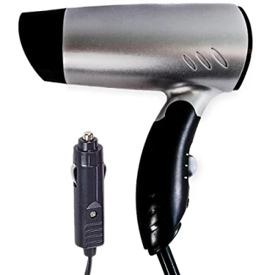 Image of Netagon Portable Compact Foldable 12V in Car Hair Dryer for Travelling, Camping, Festivals, Caravan, Motorhome &amp; Windscreen De Frosting Icer (Grey)
