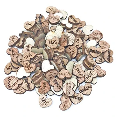 Image of 10mm Wedding Mix Love Hearts Wooden Shabby Chic Craft Scrapbook Vintage Confetti (100)
