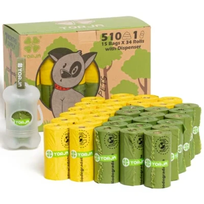 Image of YORJA Dog Poo Bags with Dispenser &amp; Holder, 510 Pet Poop Bags, Extra Thick and Strong 100% Leak Proof Biodegradable Waste