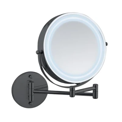 Image of WENKO Power Loc® LED Wall Mirror Model Lumi, Cosmetic with Lighting, 5x Magnification, No Drilling, Surface Diameter 17.5 cm