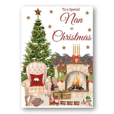 Image of Second Ave Nan Christmas Home Fireplace Xmas Holiday Festive Greetings Card
