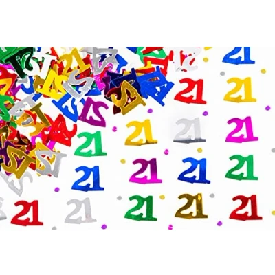 Image of 56g Multicolour 21st Birthday Confetti Foil Metallic Glitz Table Scatter Sprinkles Age Bday Party Decorations