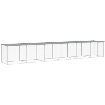 Image of vidaXL Chicken Cage with Roof Light Grey 603x98x90 cm Galvanised Steel