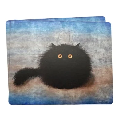 Image of OREO Funny Black Cat Set of 1, 2, 4 or 6 Table Placemats Cork Back Place Mats (2)