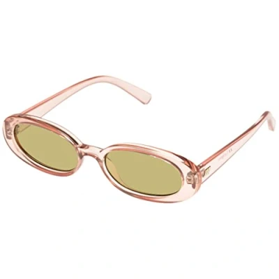 Image of Le Specs Outta Love Women&#039;s Sunglasses Oval Frame Shape with High UV Protection, Olive Mono/Rosewater