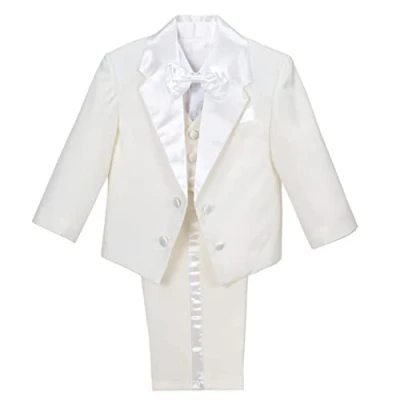 Image of Lito Angels Little Boys Ivory Tuxedo Suits &amp; Blazers Formal Dress Wear Wedding Outfit 5 Piece Set Age 2 3 Years