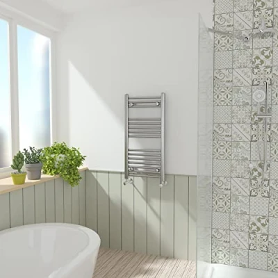 Image of NRG Chrome Straight Central Heating Towel Rail Bathroom Heated Rad Radiators Ladder Warmer 800x400mm