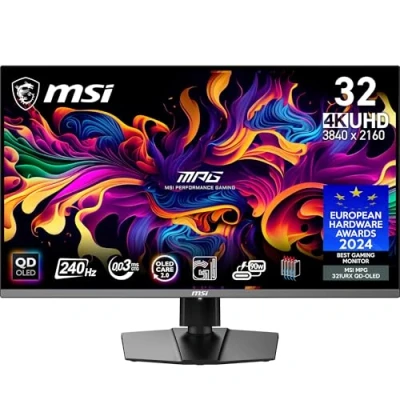 Image of MSI MPG 321URX QD OLED 31.5 Inch 4K UHD Gaming Monitor 3840 x 2160 Quantum Dot Panel, 240Hz / 0.03ms, 99% DCI P3, ΔE≤2, DisplayHDR True Black 400, KVM, RGB DP 1.4a, HDMI 2.1, USB Type C