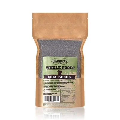 Image of Chandra Whole Foods Raw Chia Seeds 1KG Low Carb High Fibre Black Seeds, Baking, Salads, Cereals &amp; Smoothies Gluten Free, Keto, Rich in Protein Vitamins Omega 3 6…