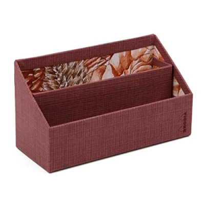 Image of RHODIA 120037C Mail Holder 25x10x14 cm Saddle Stitching Faux Leather Exterior Botanical Orange Collection
