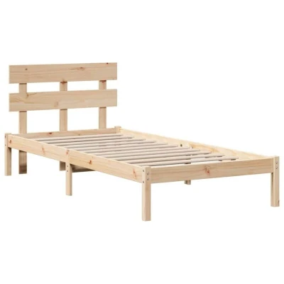 Image of vidaXL Bed Frame with Headboard 75x190 cm Solid Wood Pine