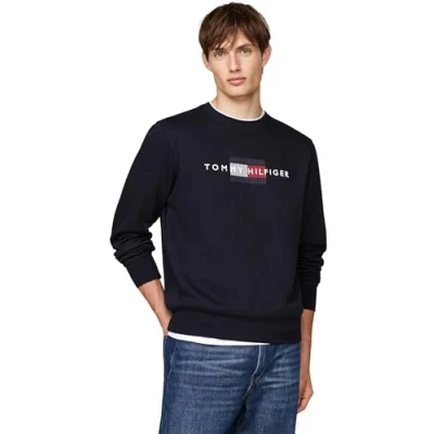 Image of Tommy Hilfiger FLAG Embro Sweatshirt, Men&#039;s, Size: XXL, Desert sky