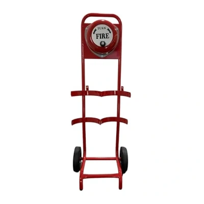 Image of Double Fire Extinguisher Trolley With Rotary Alarm Hand Bell