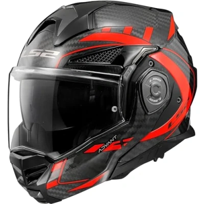 Image of LS2 FF901 Advant X Carbon Modular 180 Flip Front Dual Visor Full Face Motorbike Helmet Sport. ECE 22.06 Certified. Complete With Pinlock and Luxury Camo Backpack Style Carry Bag FUTURE