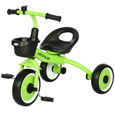 Image of AIYAPLAY Trike for 2 5 Years Old, Kids Tricycle with Adjustable Seat, Basket, Bell, Green