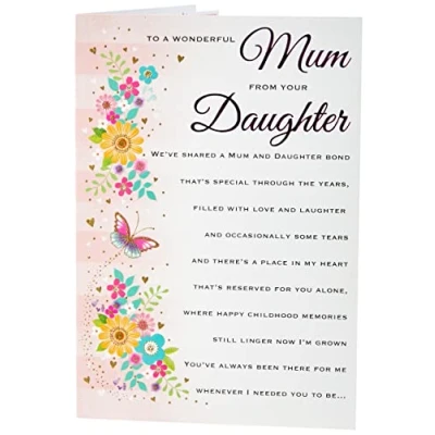 Image of Traditional Mother&#039;s Day Card Mum from Daughter 9 x 6 inches Regal Publishing