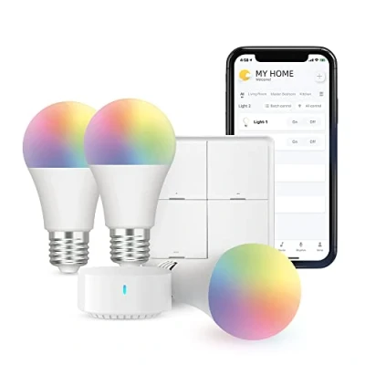 Image of Broadlink Smart Home FastCon Starter Kit Includes 3 Bulbs, 1 Scene Switch and Hub, Uses Tech, Works with Alexa Google