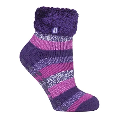 Image of HEAT HOLDERS Womens Fluffy Turnover Cuff Thermal Ankle Slipper Lounge Bed Socks with Non Slip Grips (4 8 uk, 37 42 eur, HHL20)