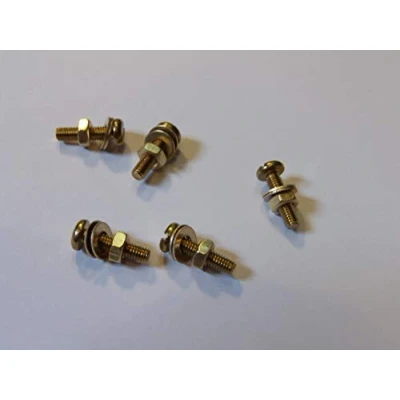 Image of M3X12 BRASS PAN HEAD BOLTS NUTS &amp; WASHERS PACK 0F 5 SET SCREWS
