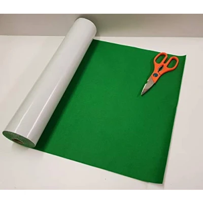 Image of Half Mtr x 450mm Wide roll of Meadow Green Sticky Back SELF Adhesive Felt Baize Supplied in A Tube, NOT Folded…