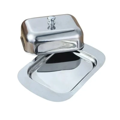 Image of Kabalo Stainless Steel Butter Dish with Lid Margarine Lard Storage Holder Kitchen Serving Tray