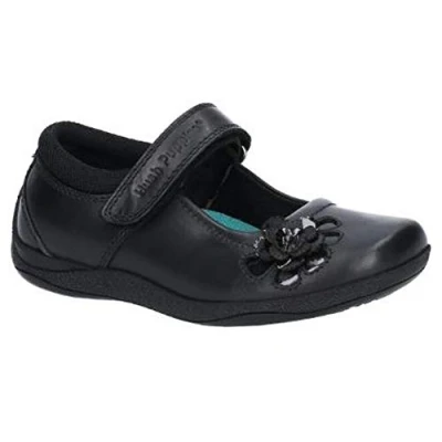 Image of Hush Puppies Girls Jessica Senior Patent School Uniform Shoe, Black, 1 UK Child