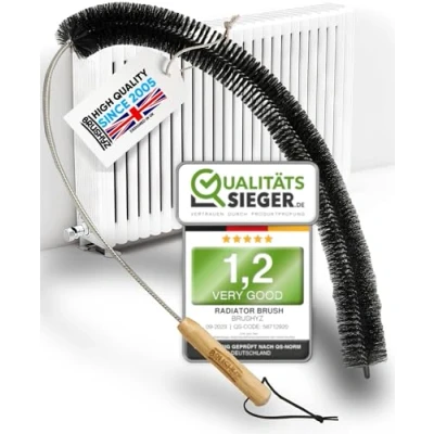 Image of BRUSHYZ Radiator Brush 80 cm Long [GRADE 1.2] Flexible Cleaner for Saving Heating Cost Brushes Cleaning, Duster Radiator, Dryer Lint &amp; Washing Machine