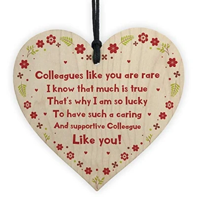 Image of RED OCEAN Handmade Gift For Colleague Novelty Wooden Heart Thank You Present Friend Leaving Job Work