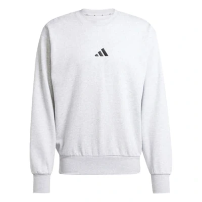 Image of adidas Men&#039;s ESSENTIALS FEELCOZY FLEECE SWEATSHIRT, light grey heather/black, S