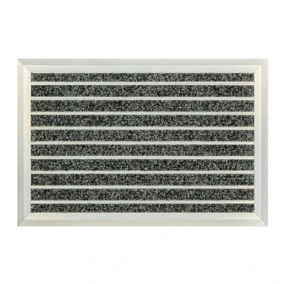 Image of Relaxdays Doormat, Aluminium, 60 x 40 cm, Non Slip, Indoor &amp; Outdoor Use, Weatherproof Door Mat, Silver/Black, 1 cm