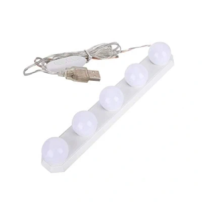 Image of UBEIYI Mirror Lights, Hollywood Style LED Vanity Lights Kit with 5 Dimmable Bulbs, USB Cable for 3 Color Modes &amp; Adjustable Brightness (5 Bulbs)