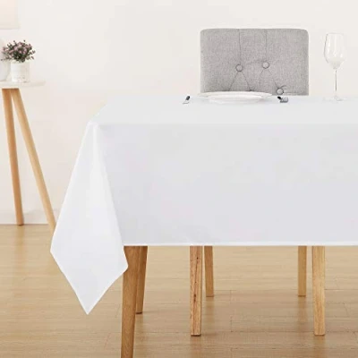 Image of Deconovo Christmas Decorations Oxford Decorative Wipeable Tablecloth Rectangle Water Resistant for Dinner Table 132x229cm(52x90in) White