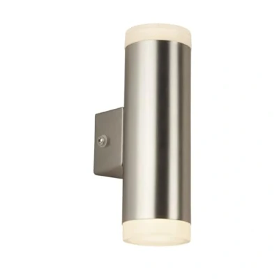Image of Searchlight Lighting Integrated Led 2 Light Outdoor Up &amp; Down Wall Satin Silver IP44