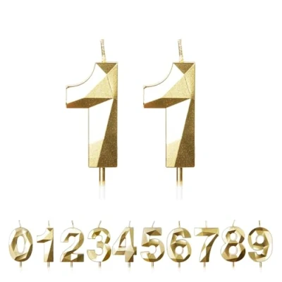 Image of FUZVOL Birthday Candles, Number 11 Candle, Gold Candle for Cake, Happy Cake Candles Topper Decorations