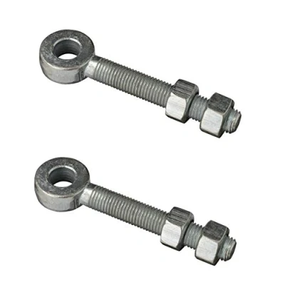 Image of Wyre Direct 2 Adjustable Gate Hinges Eye Bolts 16mm X 100mm Long 4&quot; Pair M16 Galvanised