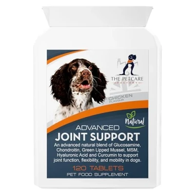 Image of Advanced Joint Support Supplement For Dogs, With Powerful Glucosamine, Chondroitin, Green Lipped Mussel, MSM, Curcumin &amp; Hyaluronic Acid, Human Grade Ingredients, 120 Tablets, UK Manufactured