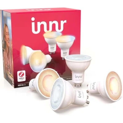 Image of Innr Zigbee GU10 Smart Bulb, Warm White to Cool White, Works with Hue*, Amazon Echo 4th Gen., Alexa (Bridge Required), LED Light Bulbs, Dimmable, 420 Lumen, 2 Pack