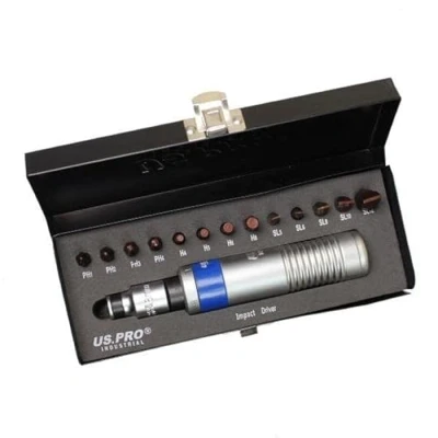 Image of US PRO Industrial Impact Driver Set 14pc with S2 Bits 1/2&quot; Square DR Hex Chuck 2292
