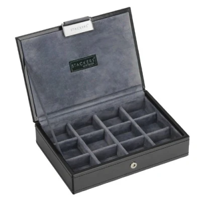 Image of Stackers Men&#039;s Executive Black Mini Lidded with Grey Velvet Finish Lining